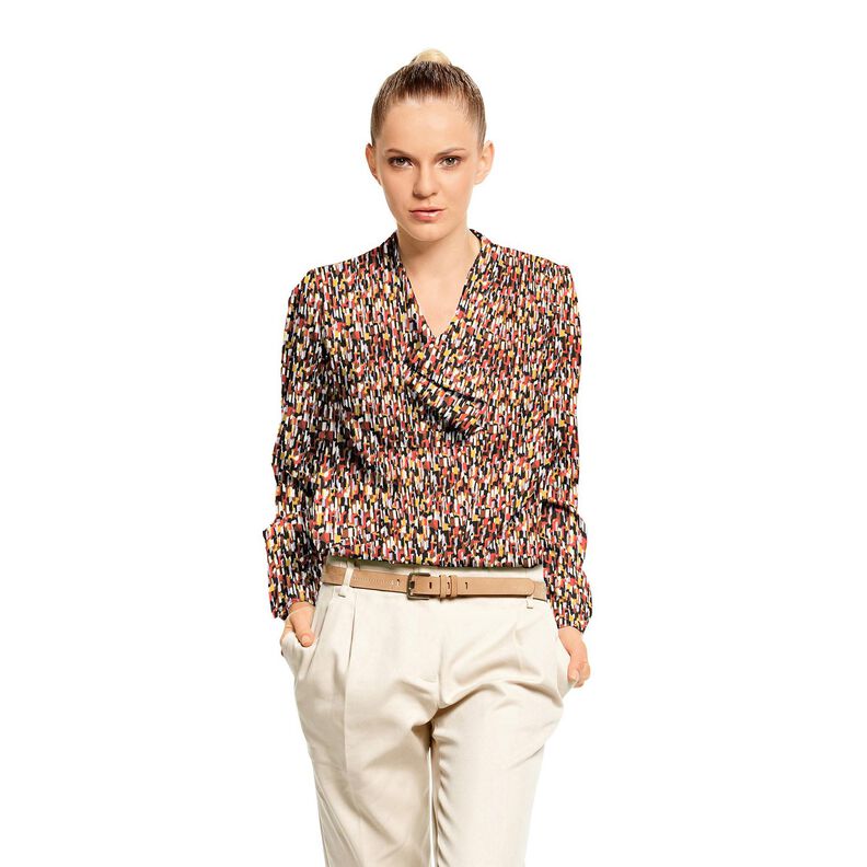 Tecido crepe Pinceladas &ndash; preto/terracota,  image number 5