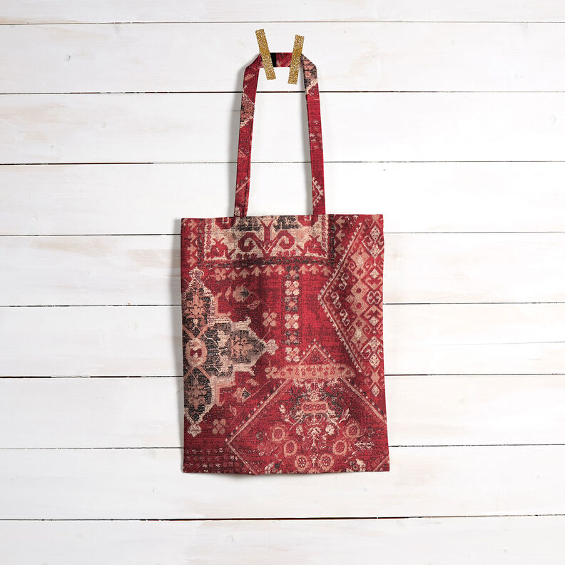 Tecido para decoração Meio linho Panamá Tapete Kelim – carmin,  image number 9