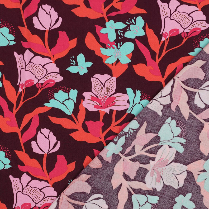 Tecido de viscose LENZING™ ECOVERO™ Amira Floral | Nerida Hansen – merlot/cor de malagueta,  image number 4