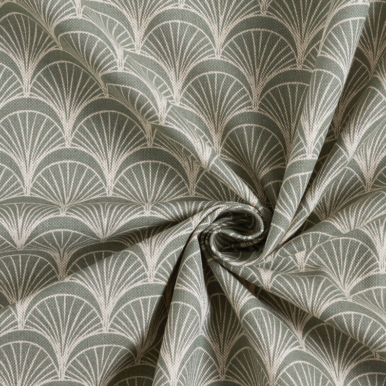 Tecido para decora&ccedil;&atilde;o Meio linho Panam&aacute; Leques em arco elegantes &ndash; natural/verde amarelado,  image number 3