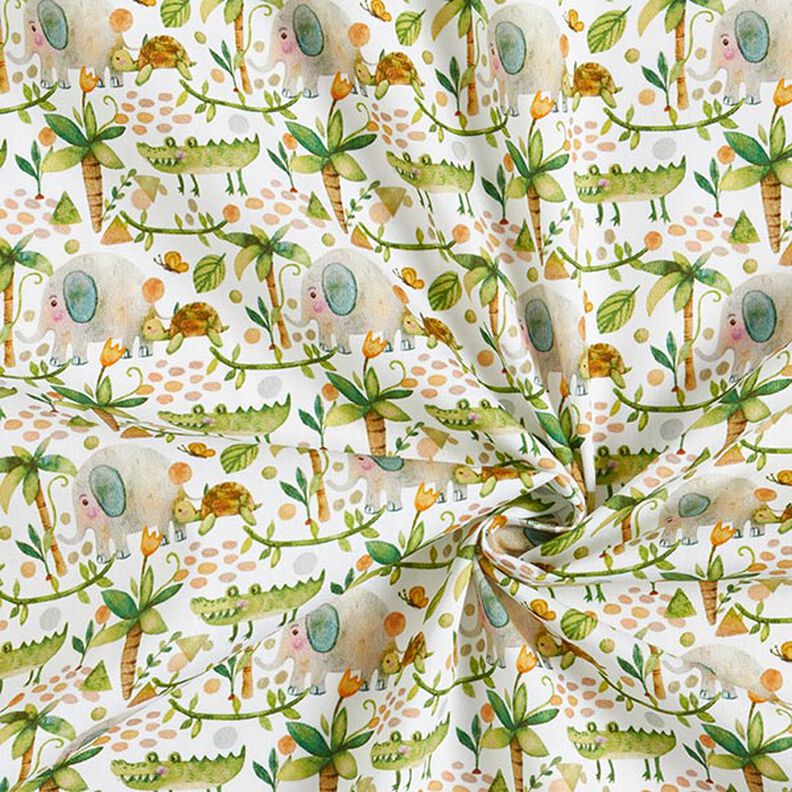 Popelina de algodão Desfile na selva Impressão Digital | Stenzo – branco,  image number 3