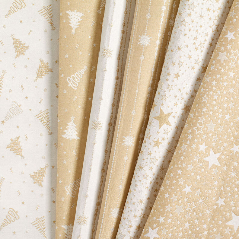 Tecido para decoração Jacquard Lurex Mar de estrelas – bege claro/dourado,  image number 5
