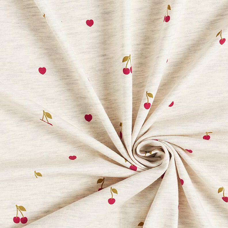 Jersey de algodão Cerejas e corações – natural/cinzento claro,  image number 3