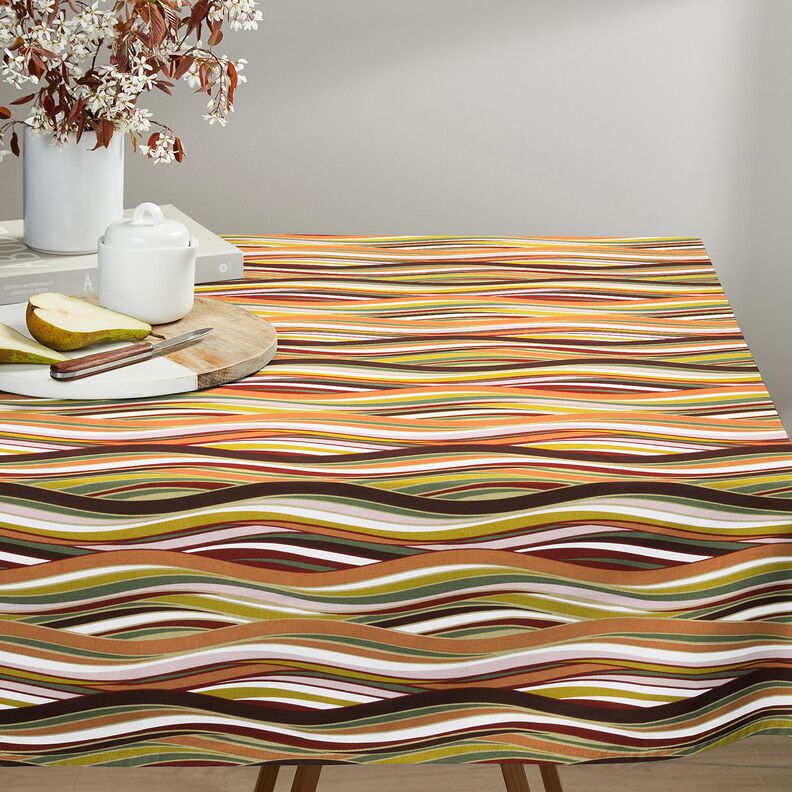 Tecido de algod&atilde;o Cretone Listras curvas &ndash; branco/laranja-claro,  image number 5