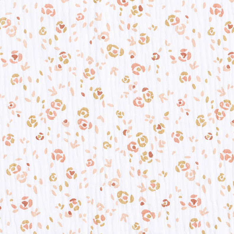 Musselina/ Tecido plissado duplo Flores abstratas – branco,  image number 1