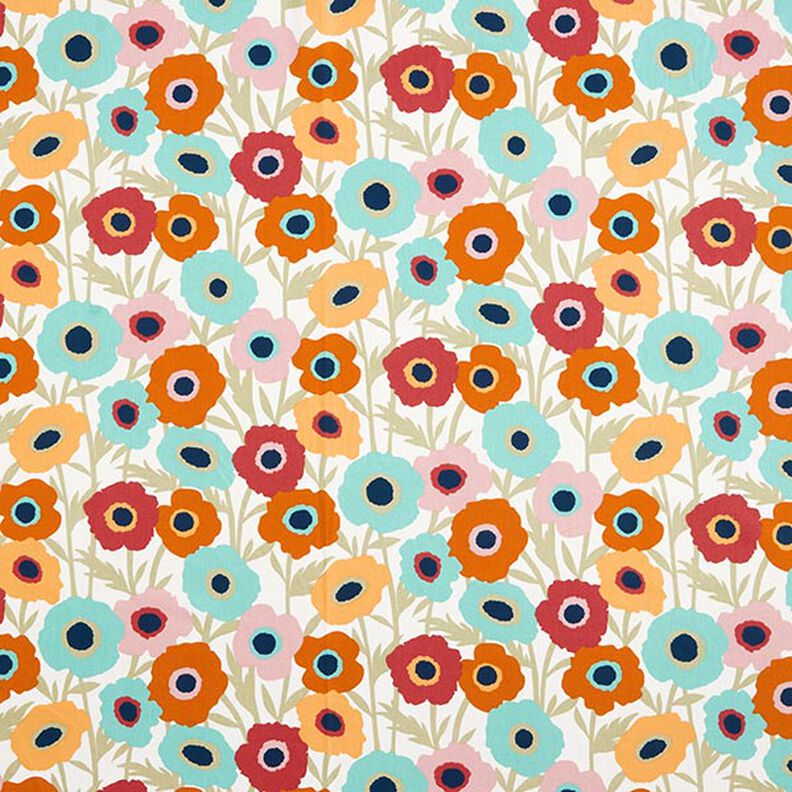 Tecido de algodão Cretone Flores pintadas – eucalipto/branco,  image number 1