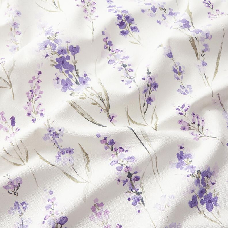 Tecido para decoração Meio linho Panamá Campo de lavanda – marfim/lilás,  image number 2