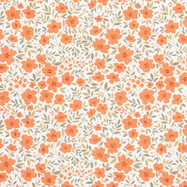 Tecido para decoração Cetim de algodão Mar floral – laranja-pêssego/branco,  image number 1