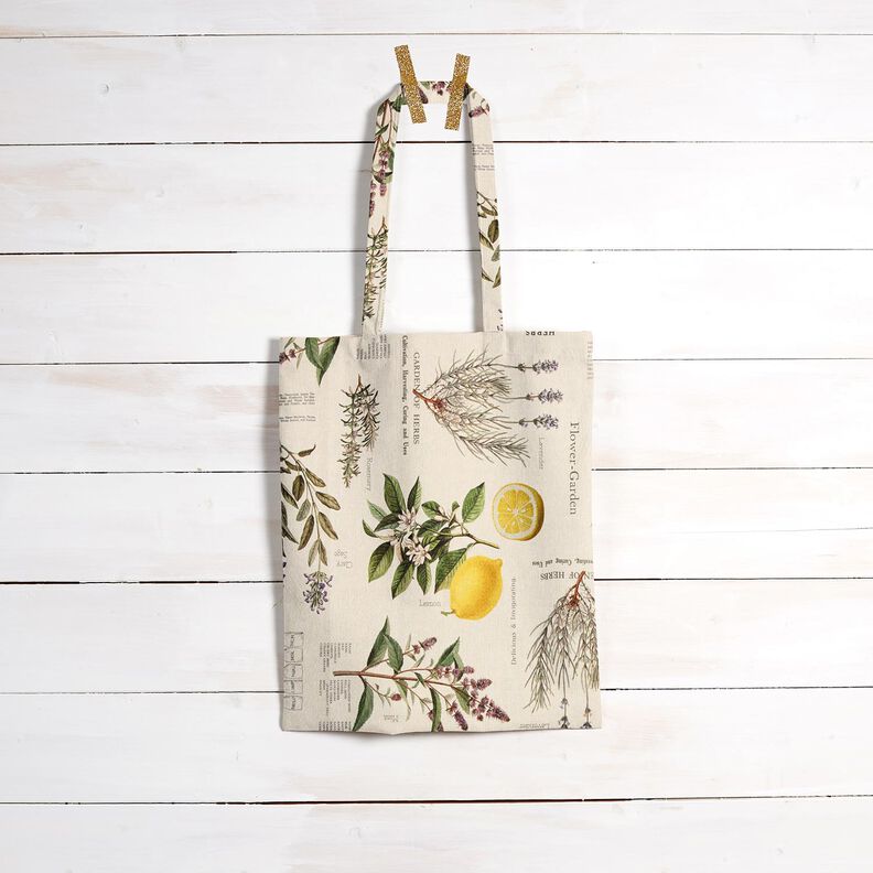 Tecido para decoração Meio linho Panamá Ervas aromáticas – natural/amarelo,  image number 9