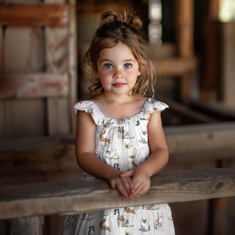 Popelina de algodão Gatos felizes Impressão Digital | Poppy Fabrics – branco,  image number 5