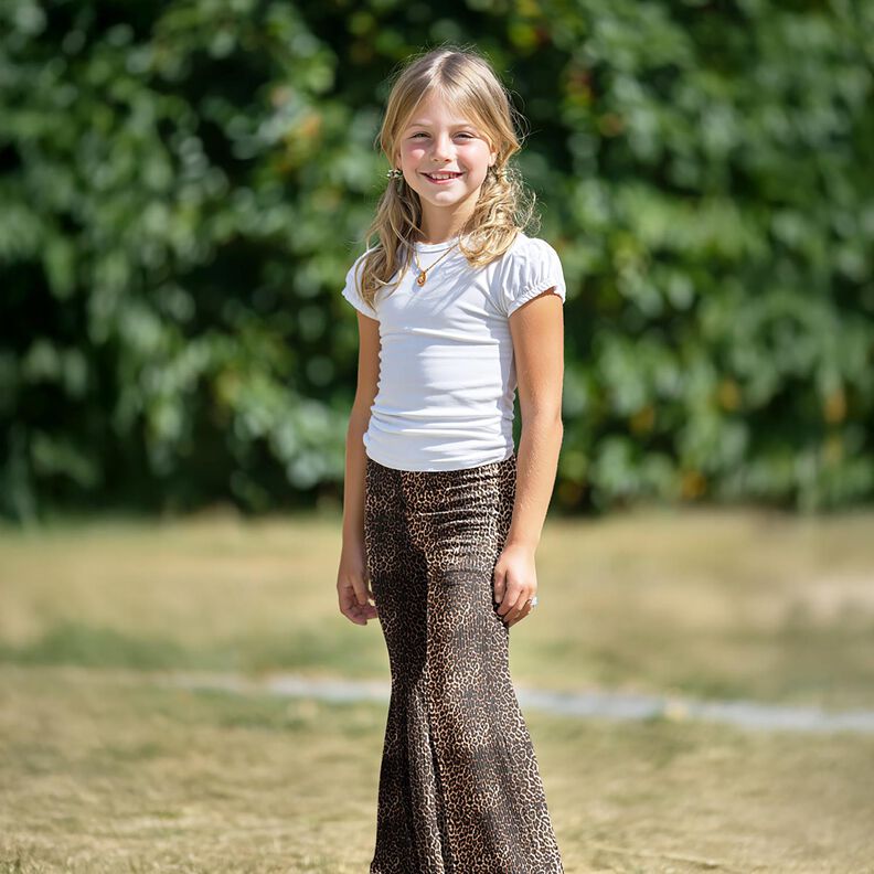 Tecido aveludado Nicki Padrão estampado Leo – creme/preto,  image number 5