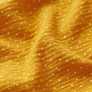 Musselina/ Tecido plissado duplo Pintinhas – amarelo-caril/branco, 