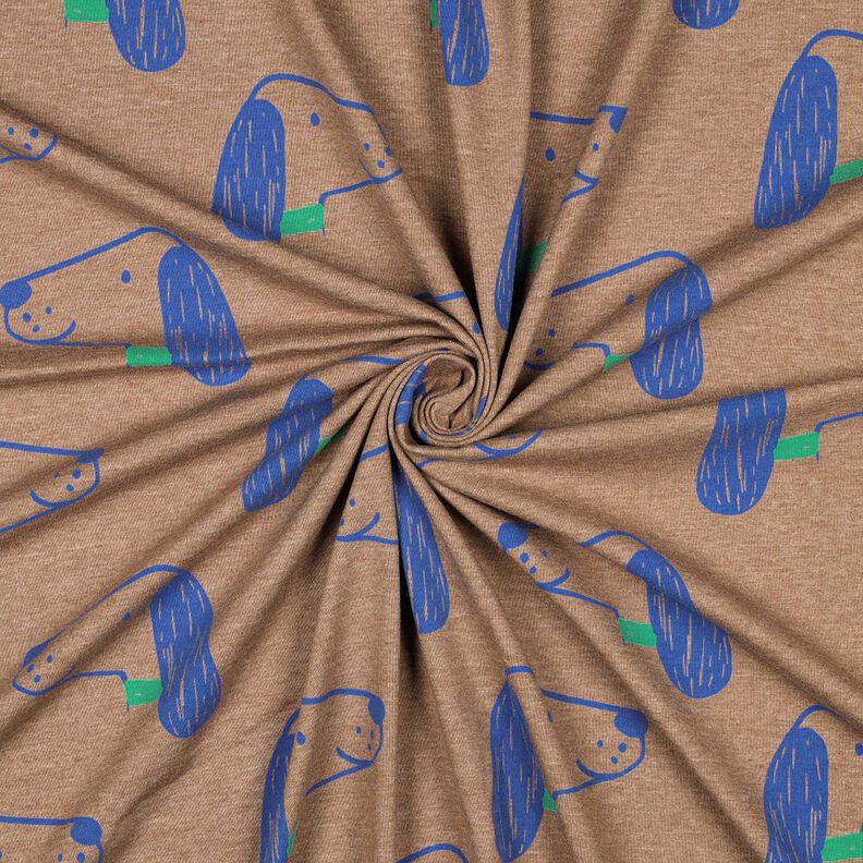 Jersey de algodão Cães | Poppy Fabrics – castanho claro/azul real,  image number 3