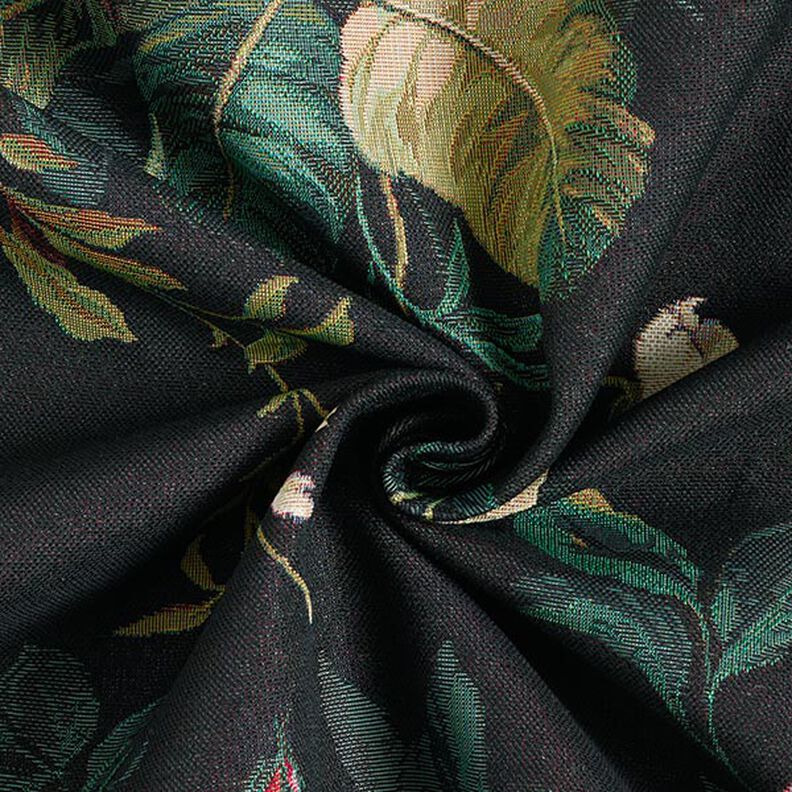 Tecido para decora&ccedil;&atilde;o Gobelina Bouquet de flores &ndash; preto/carmin,  image number 3