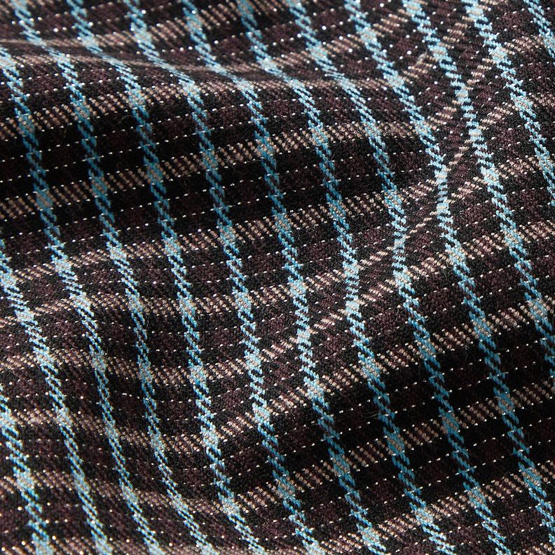 Mistura de viscose Xadrez Brilho &ndash; turquesa/castanho escuro,  image number 2