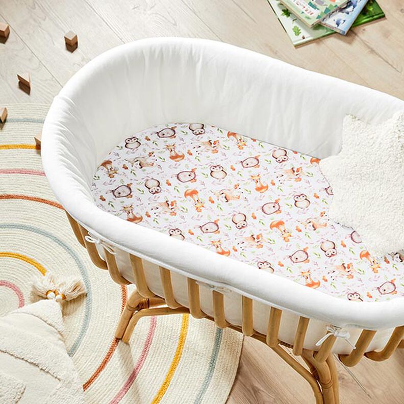 Tecido de algodão Percal Animais da floresta – branco/castanho claro,  image number 6