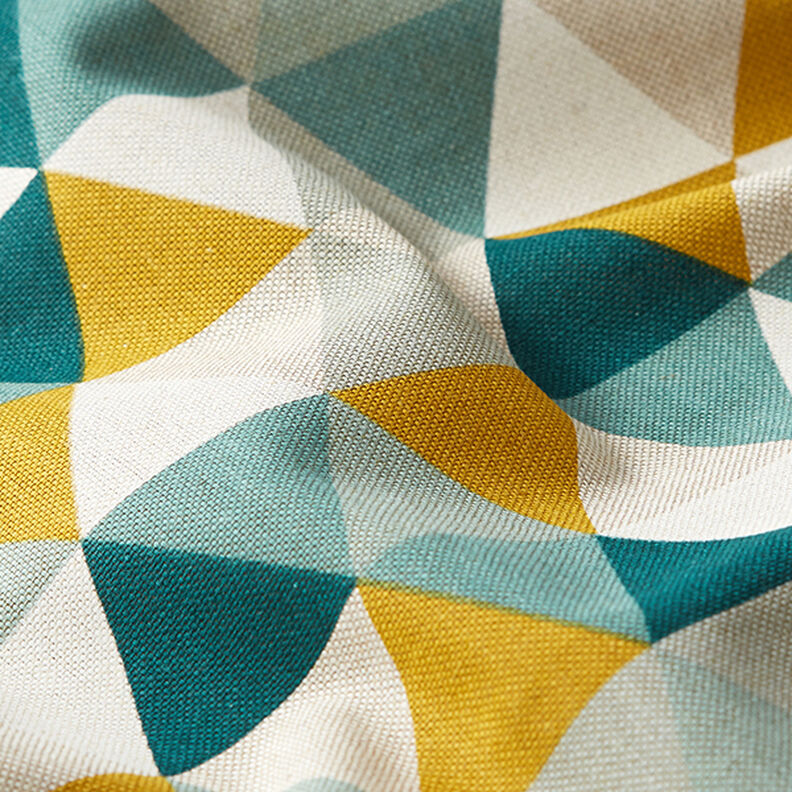 Tecido para decoração Meio linho Panamá Triângulos – verde,  image number 2