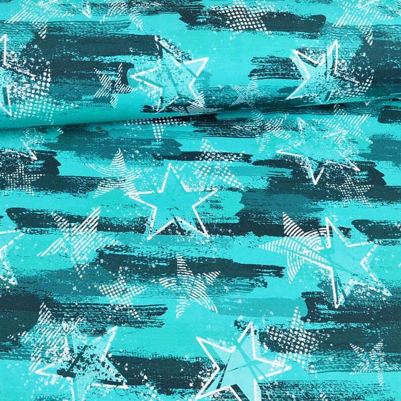 French Terry Sweat de verão Variações de estrelas | Glitzerpüppi – azul marinho,  image number 2