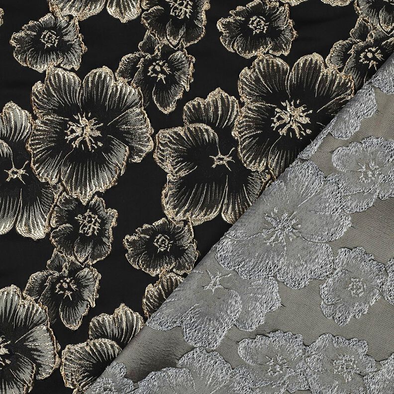 Jacquard Flores com efeito 3D – preto/amêndoa,  image number 4