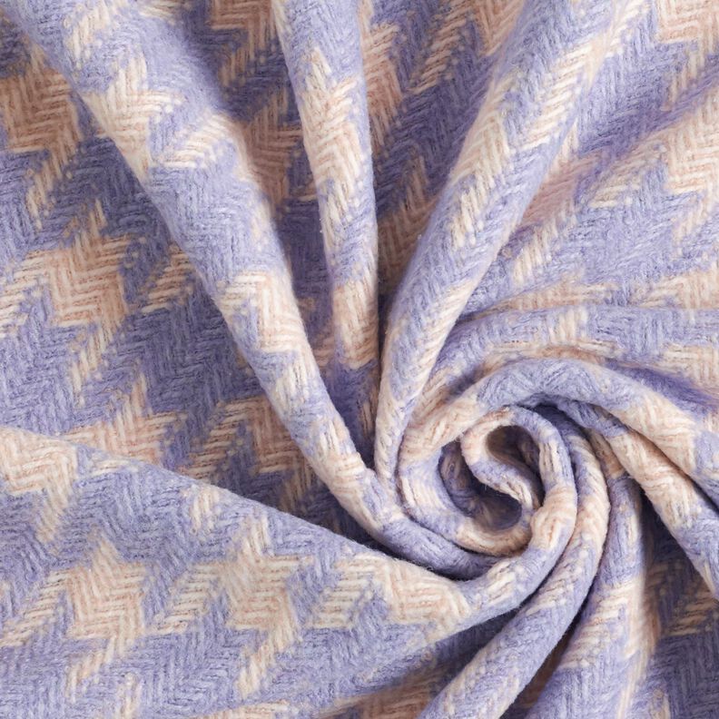 Tecido grosso para sobretudos Pied-de-poule – bege/lilás,  image number 3