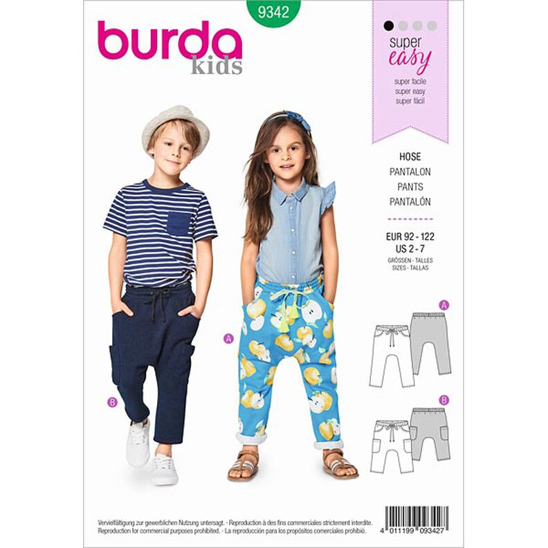 Calças de elástico para criança , Burda 9342 | 92 - 122,  image number 1