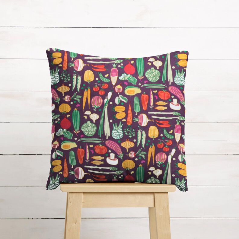 Tecido de algodão Cretone Variedade de legumes – beringela/verde,  image number 7