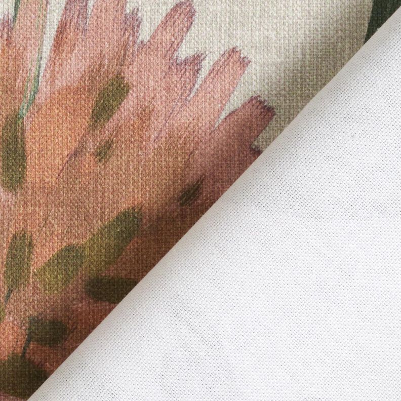 Tecido para decoração Meio linho Panamá Trevo florido – vermelho/taupe claro,  image number 4