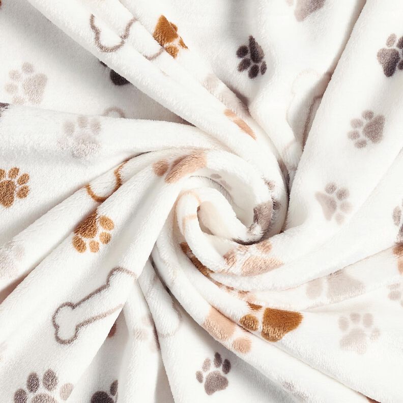 Tecido polar fofinho Patas e ossos – marfim/taupe escuro,  image number 3
