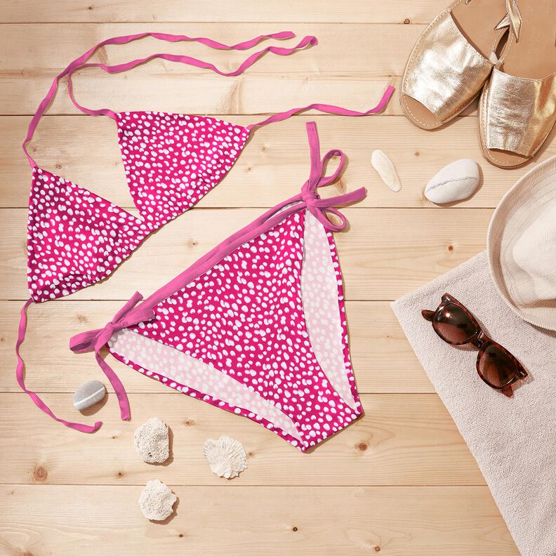 Tecido para fatos de banho Sarapintas Mini – rosa intenso/branco,  image number 6