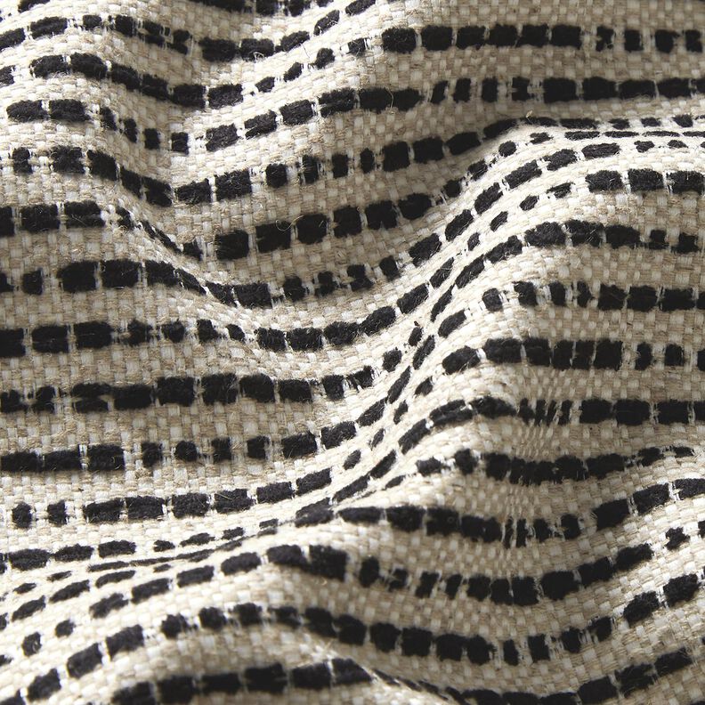 Tecido para decoração Jacquard Listras rústicas – preto/natural,  image number 2