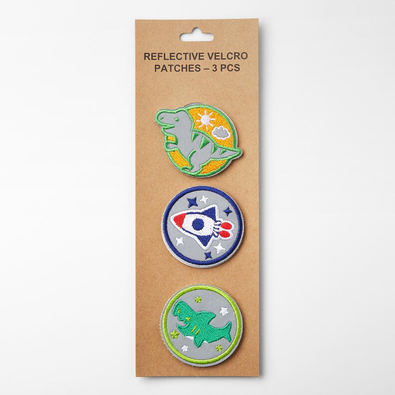 Embalagem com 3 adesivos refletores de velcro – verde/índigo,  image number 1