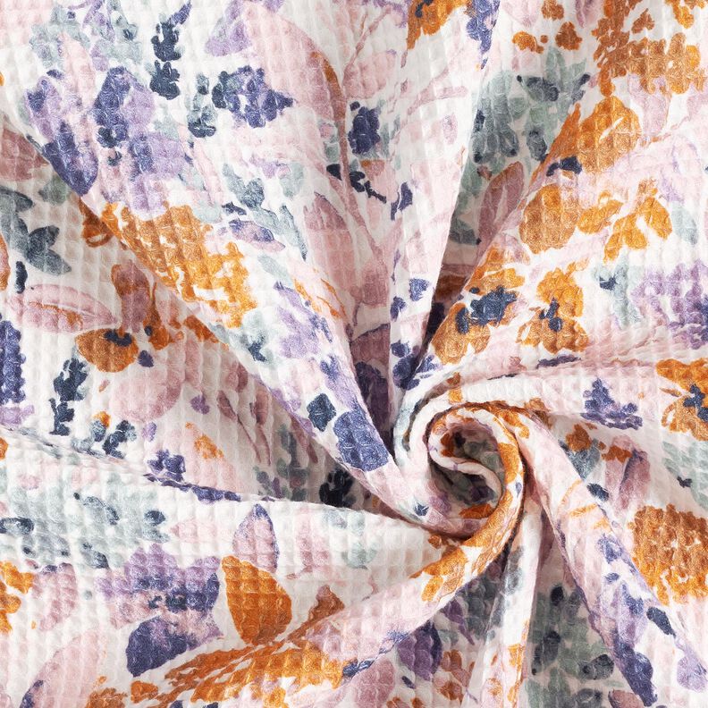 Tecido piqué em favo Flores em aguarela | Poppy Fabrics – branco/lavanda,  image number 3