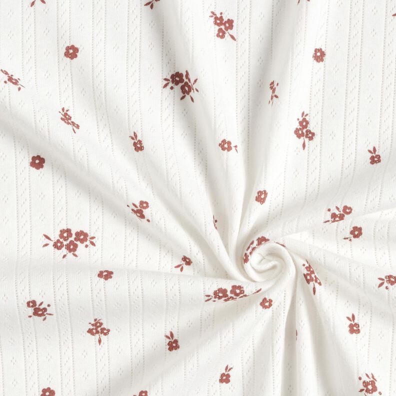 Ajour Jersey de algodão Flores de casa de campo – marfim,  image number 3