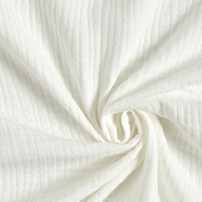 GOTS Musselina de algodão de três camadas – branco sujo,  image number 1