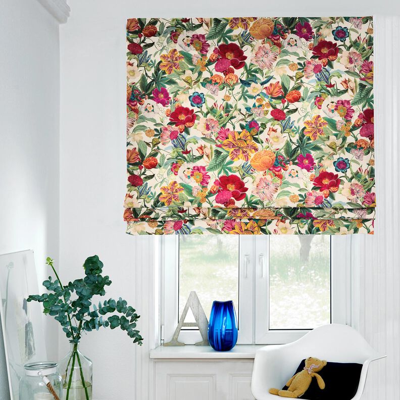 Tecido para decoração Meio linho Panamá Flores magníficas – natural/púrpura,  image number 7