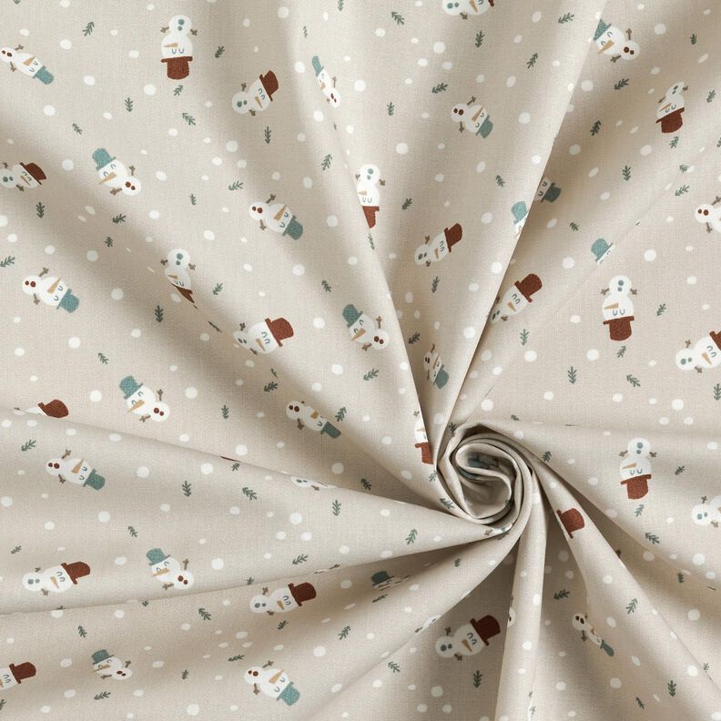 Tecido de algodão Popelina Bonecos de neve fofos – taupe claro,  image number 3