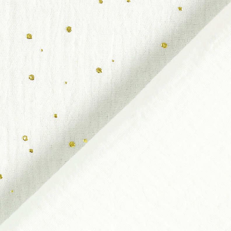 Algodão Musselina Sarapintas douradas espalhadas – branco/dourado,  image number 4