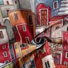 Tecido para decoração Gobelina Pequena cidade colorida – carmin/azul,  thumbnail number 3