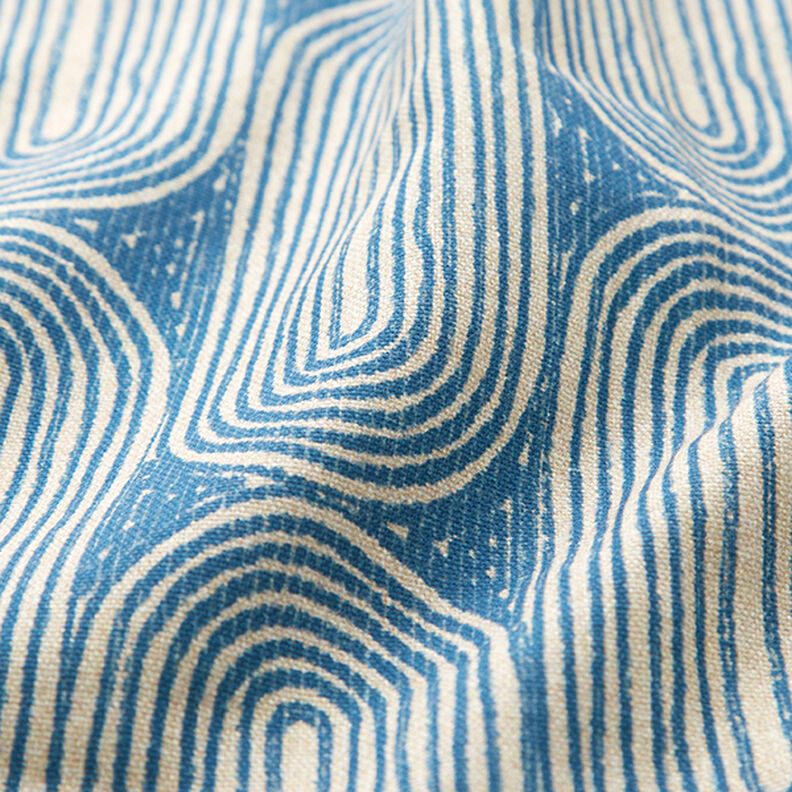 Tecido para decoração Meio linho Panamá Arcos – azul real/natural,  image number 2