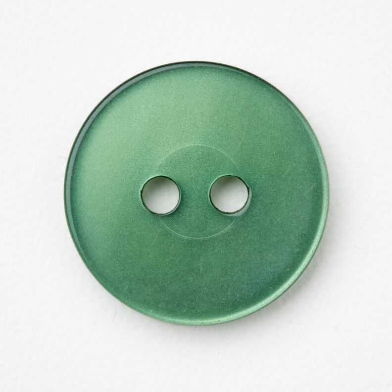 Botão de 2 furos brilhante [Ø 15 mm] – verde pinheiro,  image number 1