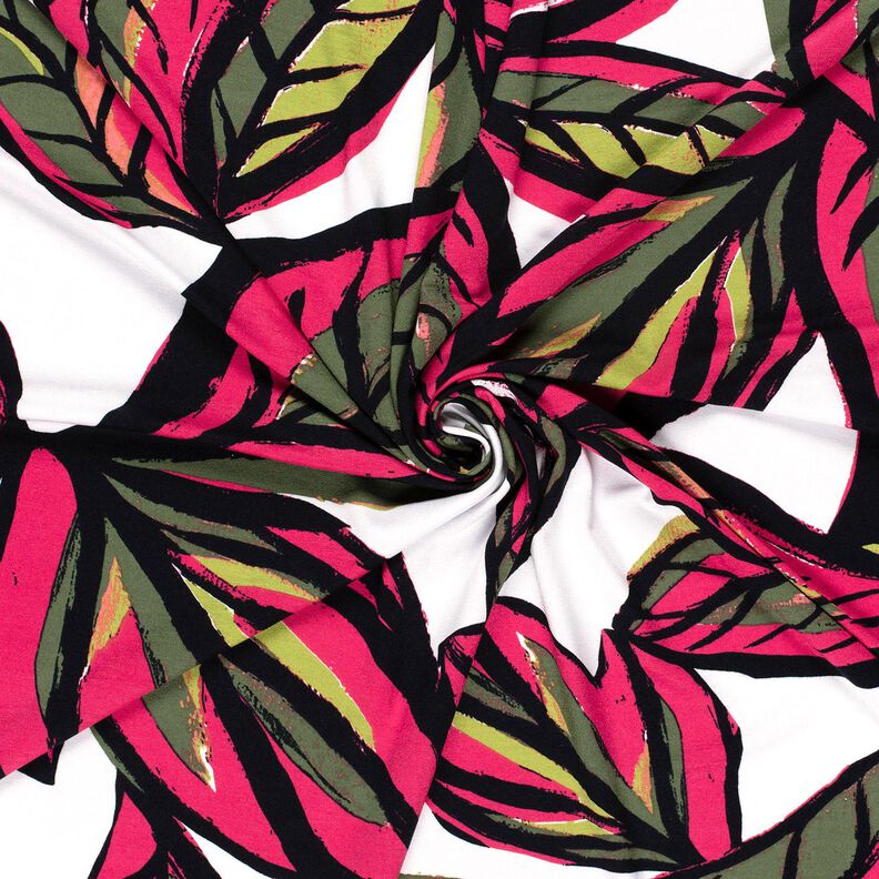 Jersey de viscose Folhas grandes – rosa intenso/azul-noite,  image number 3