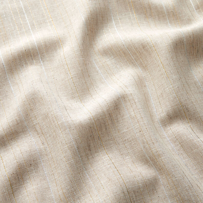 Mistura de linho e algodão Riscas Lurex – natural,  image number 2