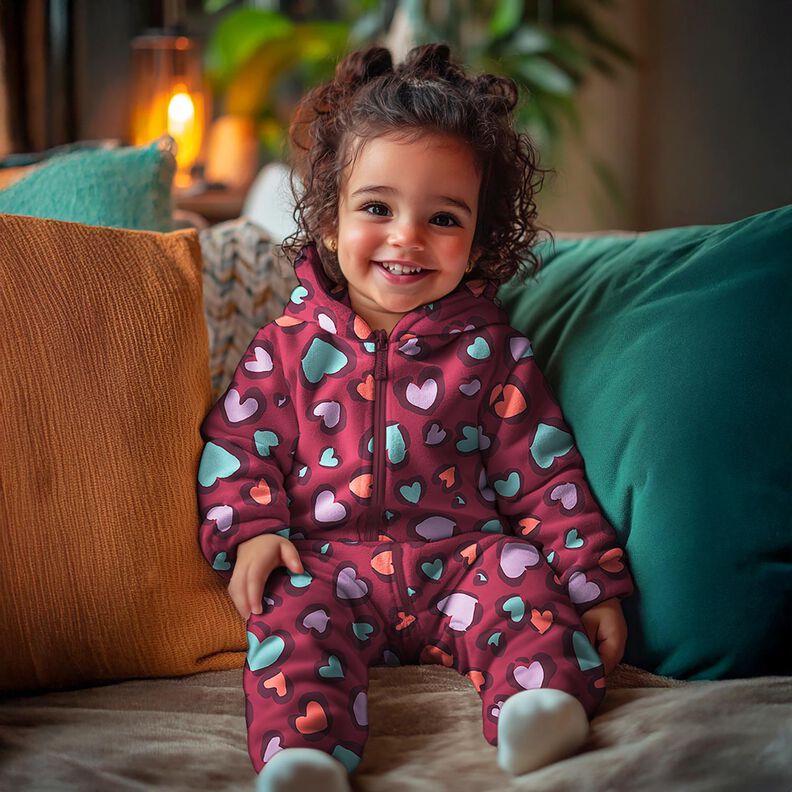 Sweatshirt cardada Corações coloridos | Poppy Fabrics – azul aço,  image number 5