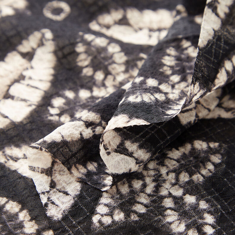 Crepe Chiffon Estampado de folhas – preto/bege,  image number 3