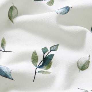 Jersey de algodão Ramos com folhas Impressão Digital – marfim, 