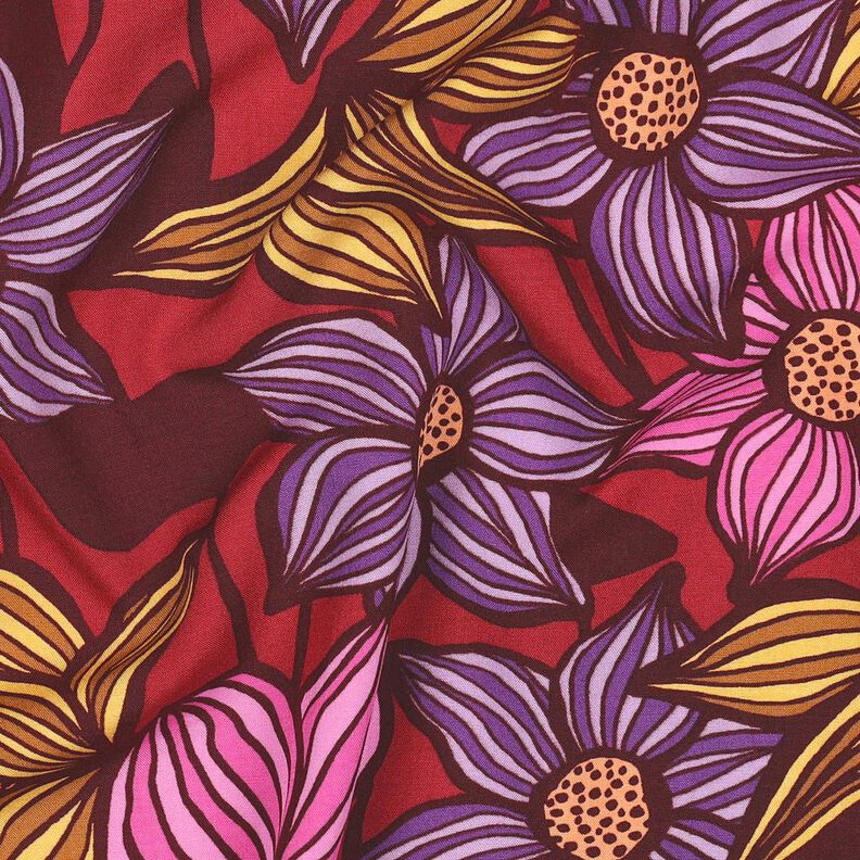 LENZING&trade; EcoVero&trade; Tecido de viscose Flores | Poppy Fabrics &ndash; merlot/damasco,  image number 2