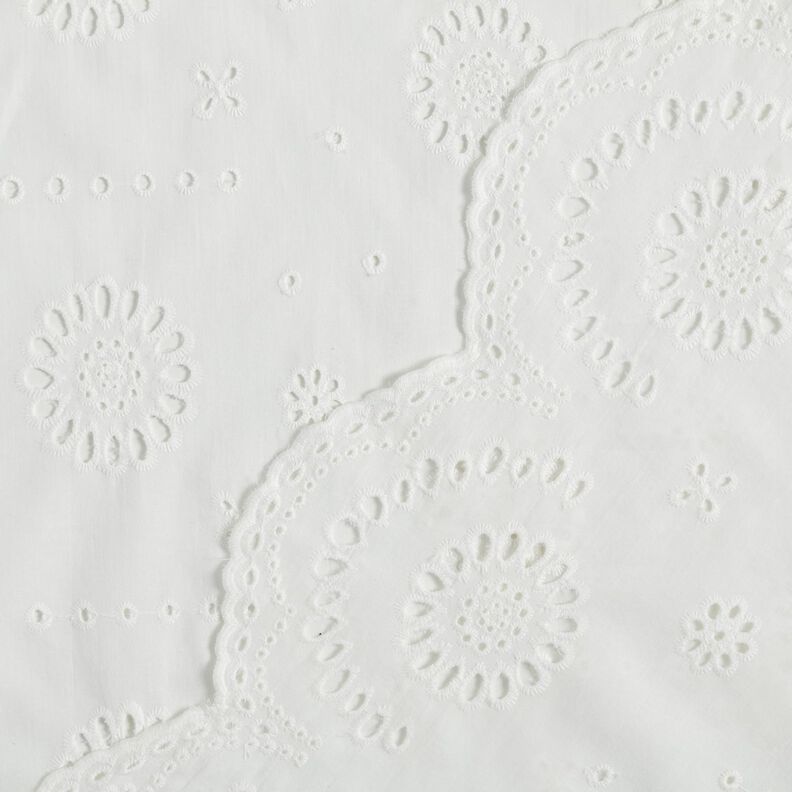 Tecido de algodão Bordado inglês Flores – branco,  image number 4