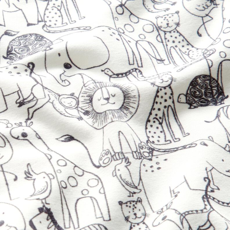 Jersey de algodão Animais da selva agitados – branco sujo,  image number 2