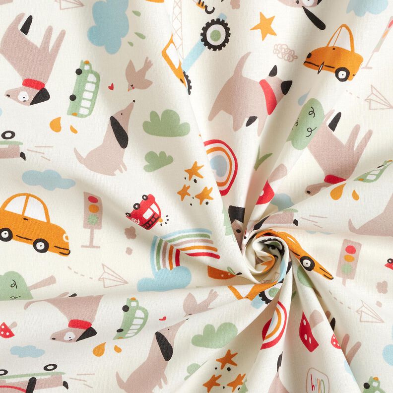 Popelina de algodão Cães em viagem– branco sujo,  image number 3