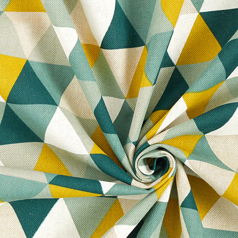 Tecido para decoração Meio linho Panamá Triângulos – verde,  image number 3